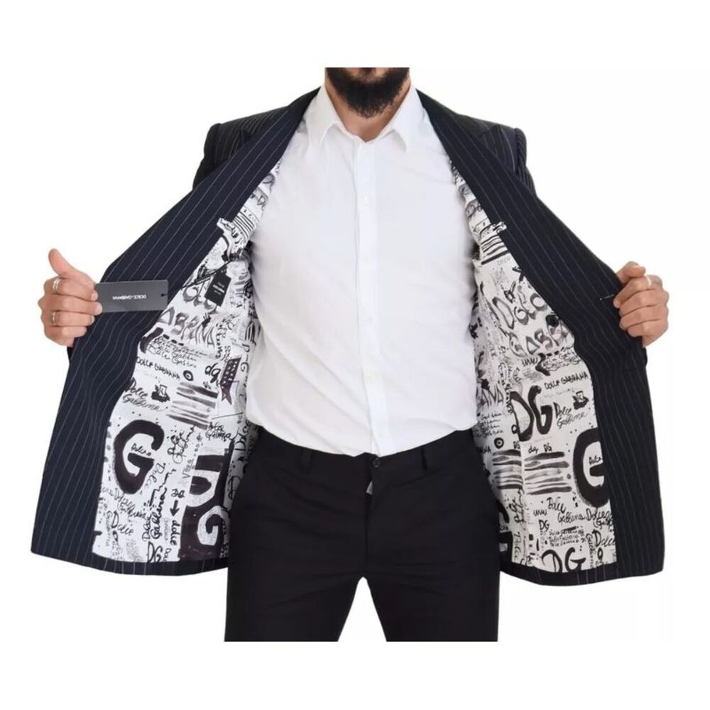 Dolce & Gabbana Blue Wool Patchwork Double Breasted Men's Blazer - Picture 6 of 6